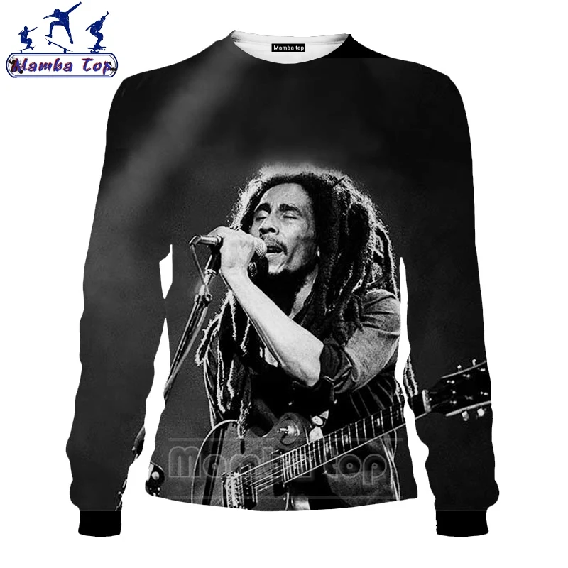 Толстовка Mamba top Bob Marley 3D принт рок-певец забавная черная одежда мужская рубашка