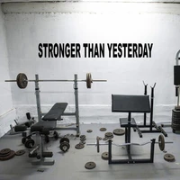 stronger than yesterday gym wall vinyl decal for garage training wall decor stickers workout motivational quote decals p274