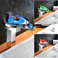 led basin kitchen faucets bathroom creative waterfall metal faucets temperature control cocina accesorio accessories ez50st