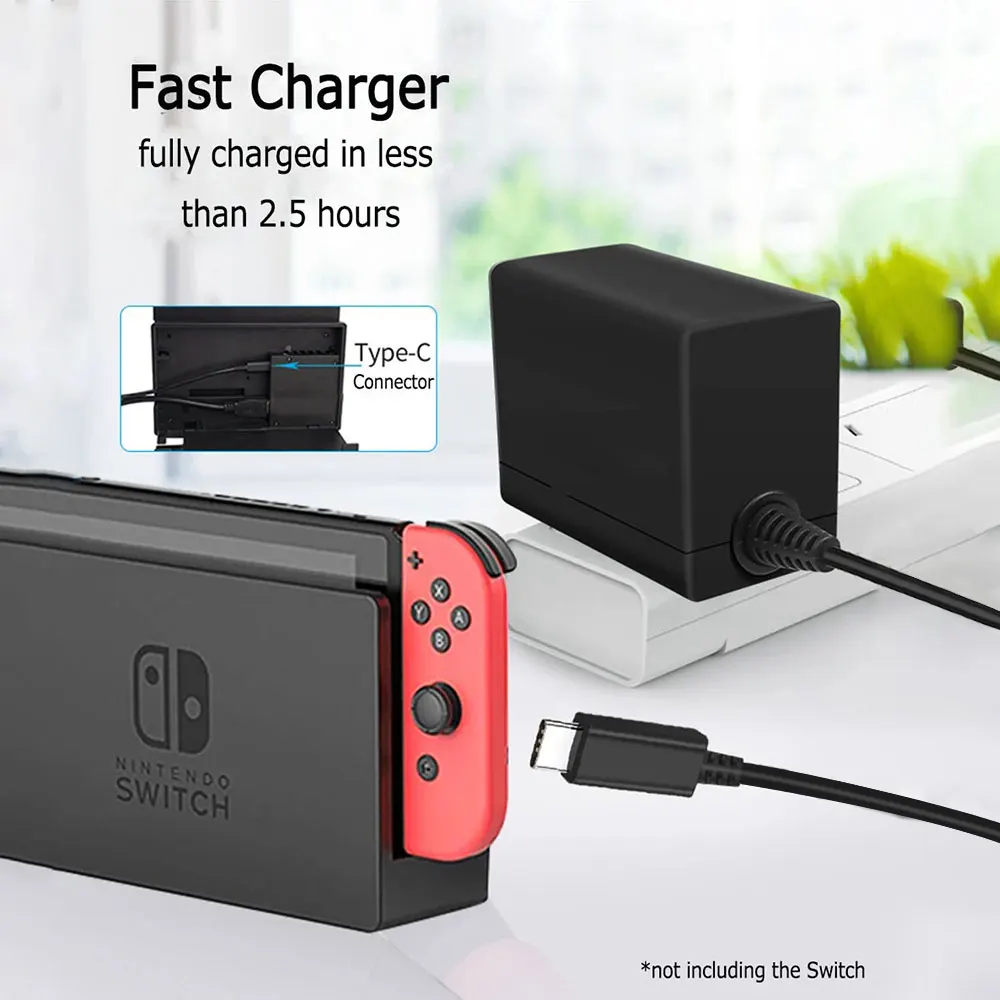 

Original Charger For Nintendo Switch Charger Fast Charging Travel Wall Power Adapter TV Mode 5ft 1.5m PD Charger For NS Lite