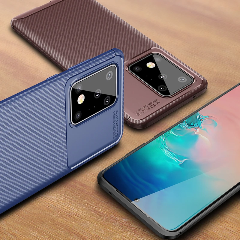 Чехол для телефона Samsung S20 роскошный мягкий чехол из ТПУ и углеродного волокна Galaxy