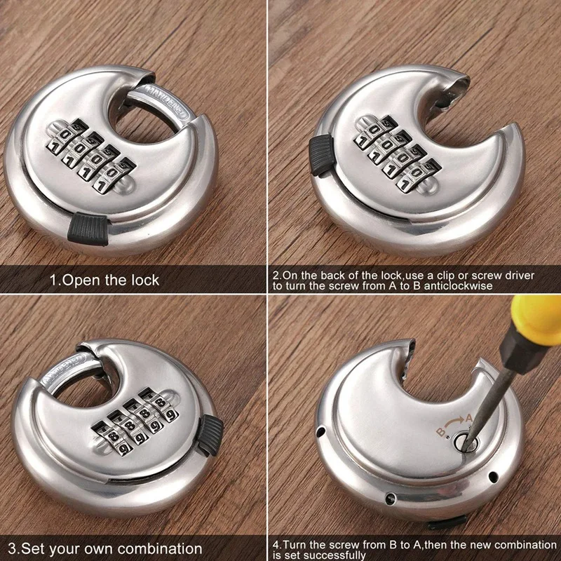 4-разрядный Комбинации диск замок с закаленными Сталь дужка серебряным замком