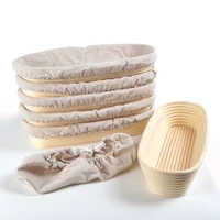 10 inch oval rattan bread proofing basket set 6 bread mould sourdough bannetons bortforms fermentation basket with cloth liner