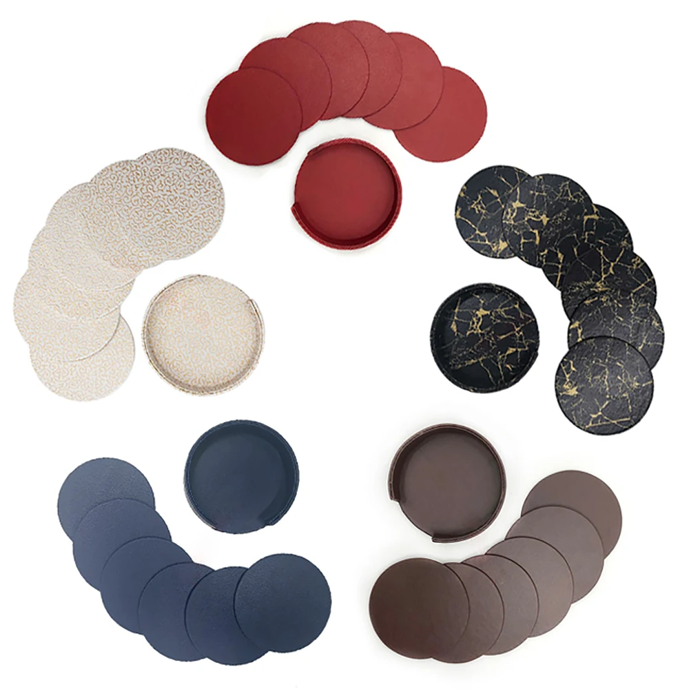 

Creative Marble PU Leather Coaster Drink Coffee Cup Mat Tea Pad Easy to Clean Dining Table Placemats Table Chic Decoration Hot