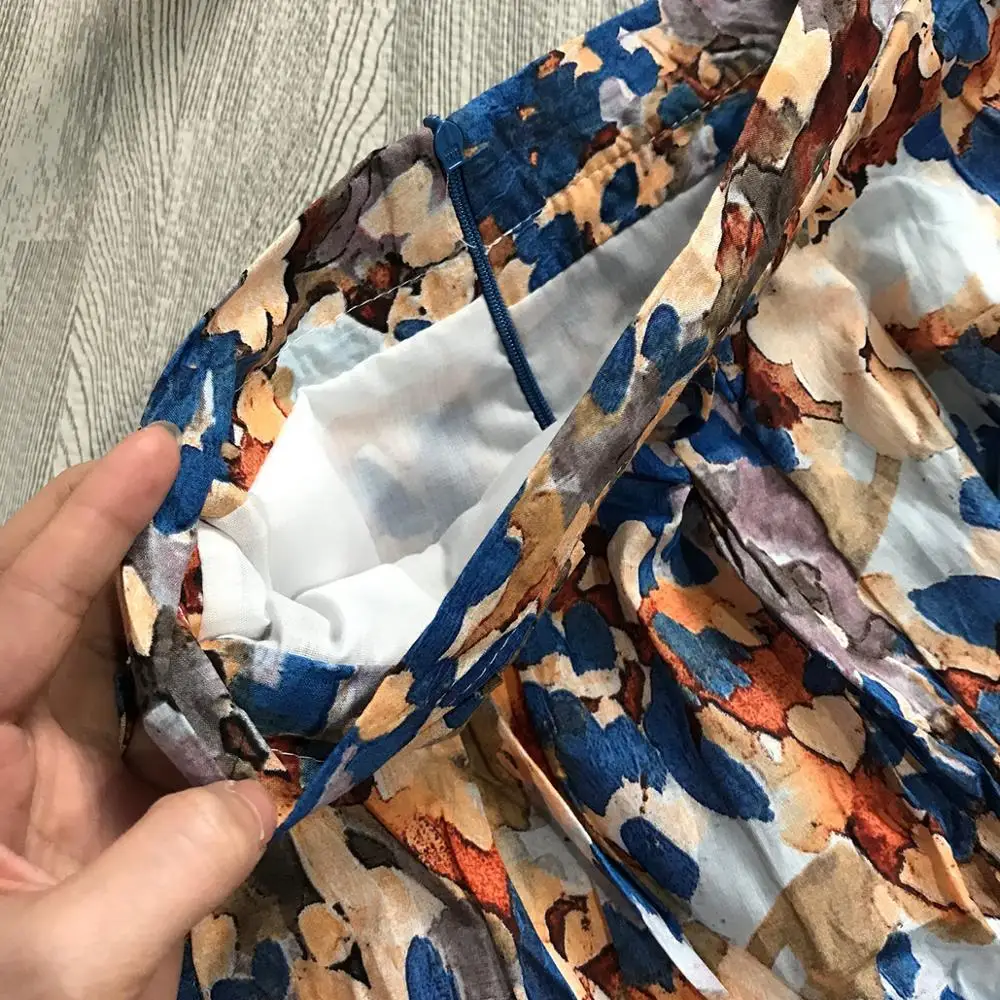 

Women Long Cotton Skirt Spring Women Skirt Saia Faldas Jupe Femme 2020 Women High Waist Summer Long Skirt Elegant Flower Print