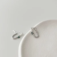 amaiyllis 925 sterling silver light luxury green zirconium crystal hoop earrings simple hollow drop earrings jewelry