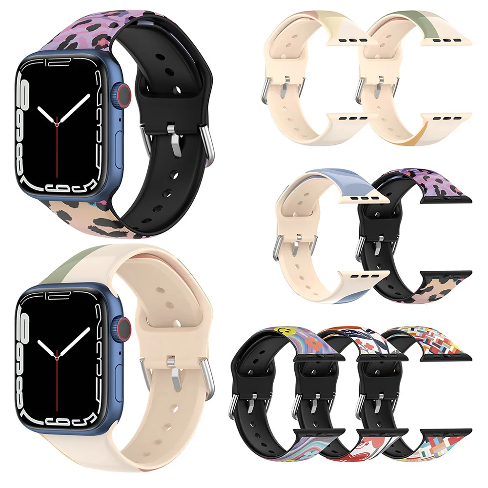 

Silicone Strap For Apple Watch Band 44mm 40mm 42mm 38mm 3 4 5 6 SE Correa Watchband Bracelet iWatch Series 7 41mm 45mm
