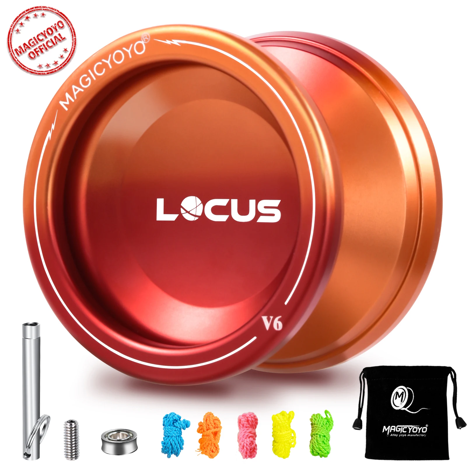 MAGICYOYO V6 LOCUS Responsive Yoyo for Beginner Professional Aluminum Alloy Yoyo Removal Bearing Tool, Bag, 5 Yoyo Strings