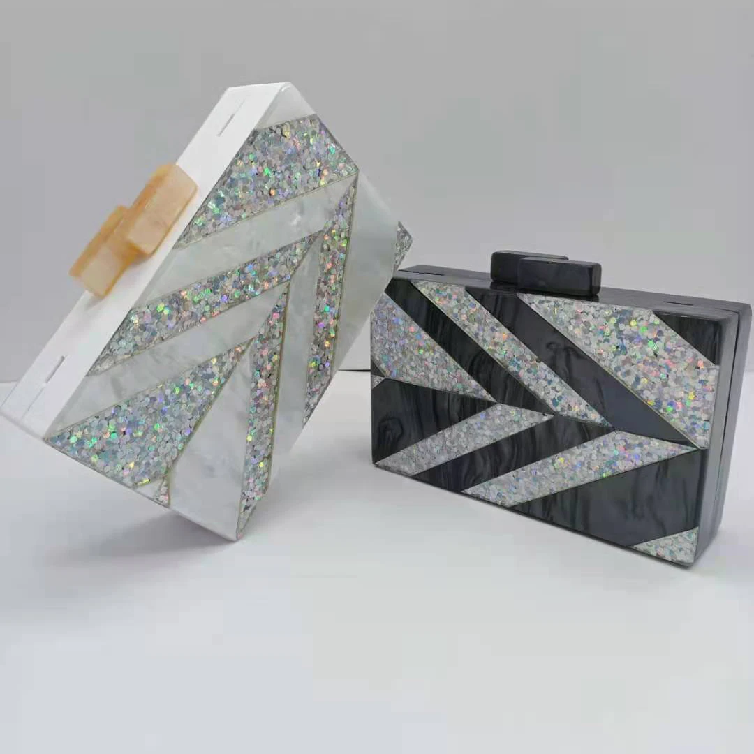 Модный женский клатч элегантный геометрический в полоску пэчворк акриловый