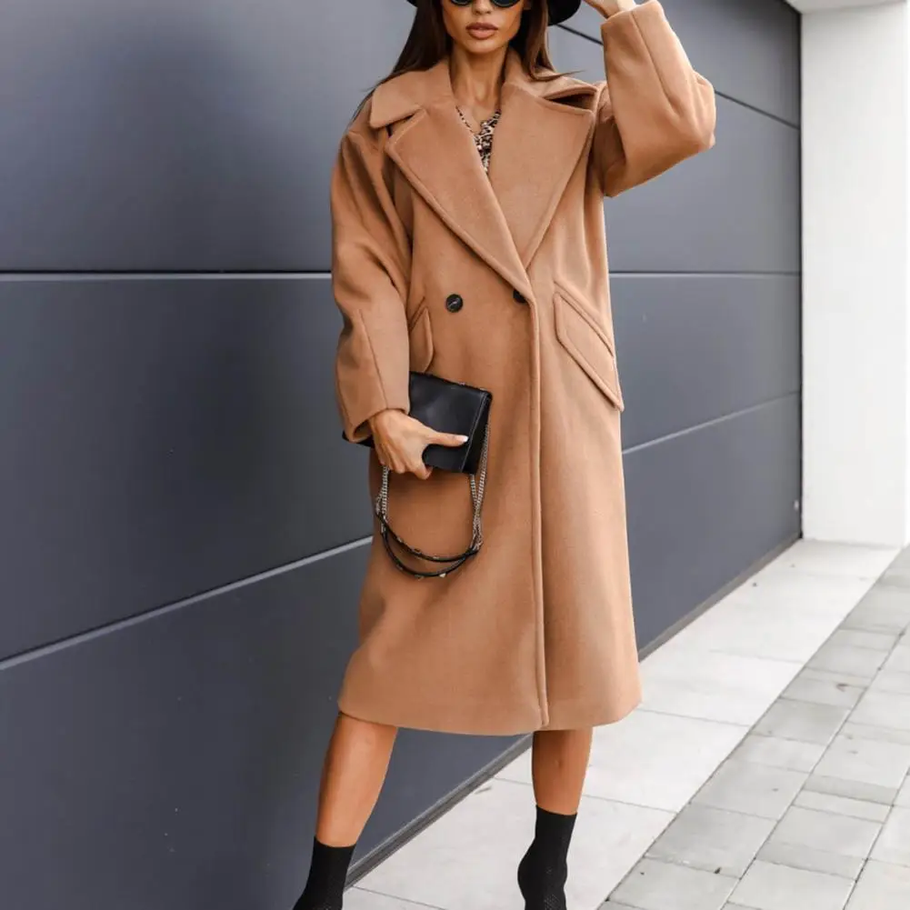 

2021 Hot Winter Long Women's Coat Plus Size Long Sleeve Turn-down Collar Female Coats Fashion Warm Autumn Elegant Ladies Clothes