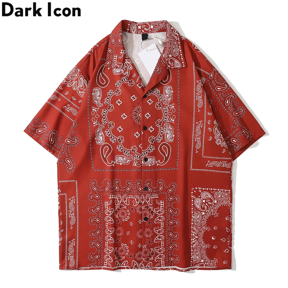 

Dark Icon Bandana Polo Shirt Men Summer Vintage Street Men's Hawaiian Shirt Man Blouse