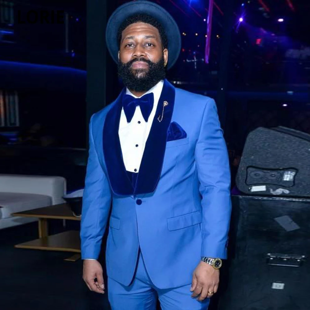 

Лори Королевский синий смокинг для жениха шаль лацкан смокинги для свадьбы, костюм из 3 предметов Модные мужские деловые для выпускного веч...