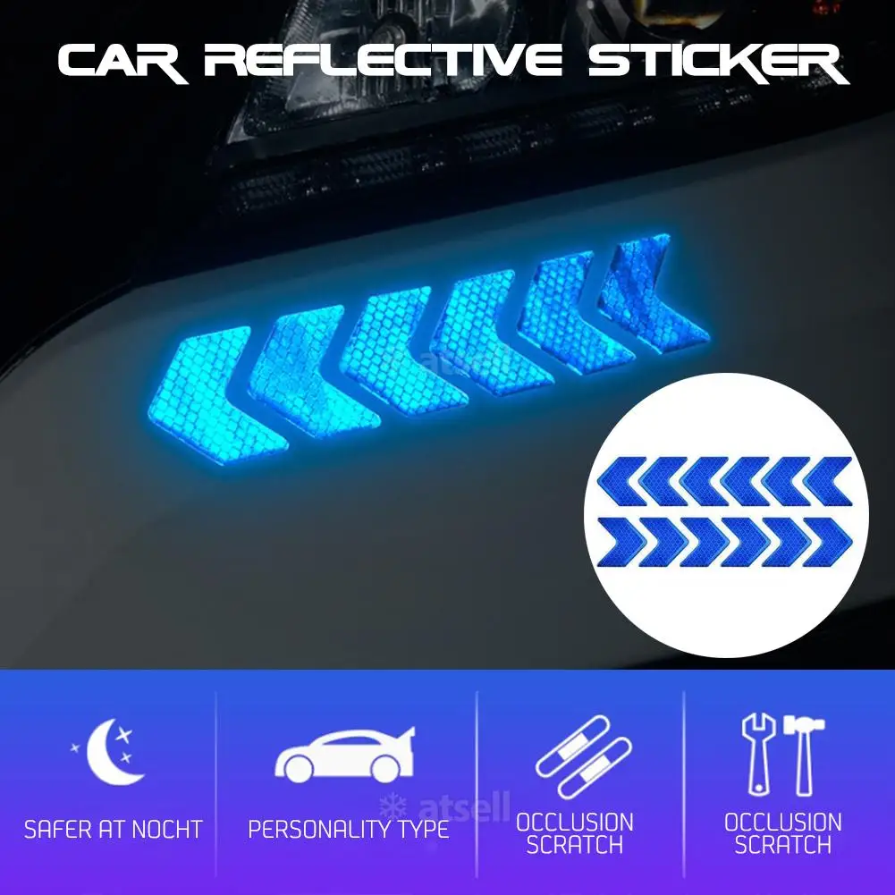 12 шт Светоотражающая наклейка для автомобиля и рисунком стрел предупреждающие
