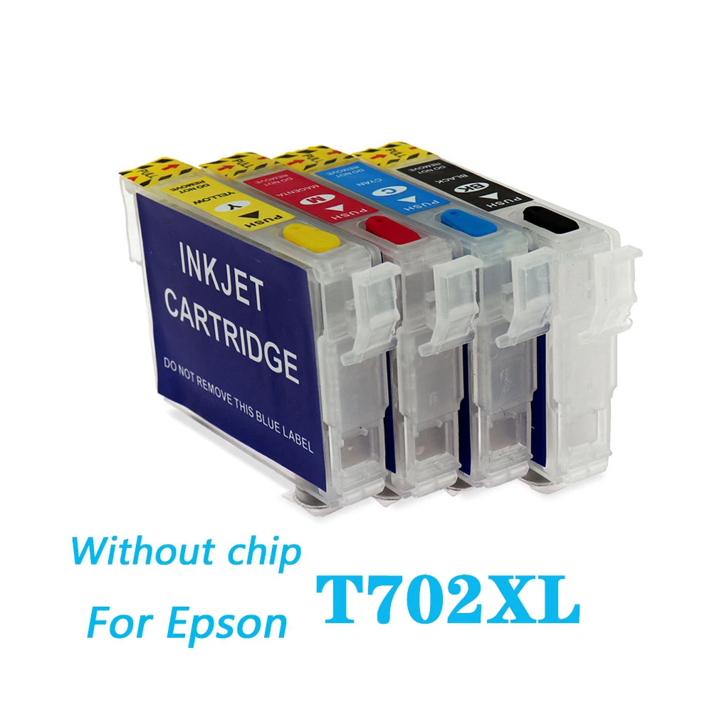 T702 T702XL перезаправляемый картридж без чипа для Epson рабочей силы Pro WF-3720 WF-3733 WF-3730