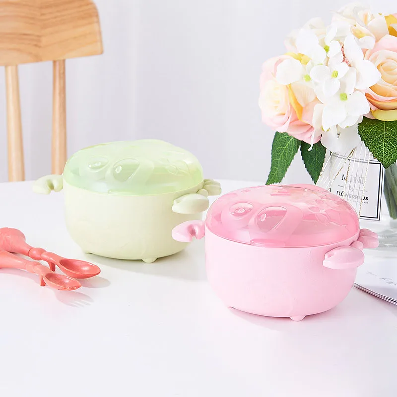 

Baby Anti-hot Bowl Children's Tableware Baby Learning Dish with Bowl Set PP Temperature Sensing Baby Feeding Bowl Spoon Dishes