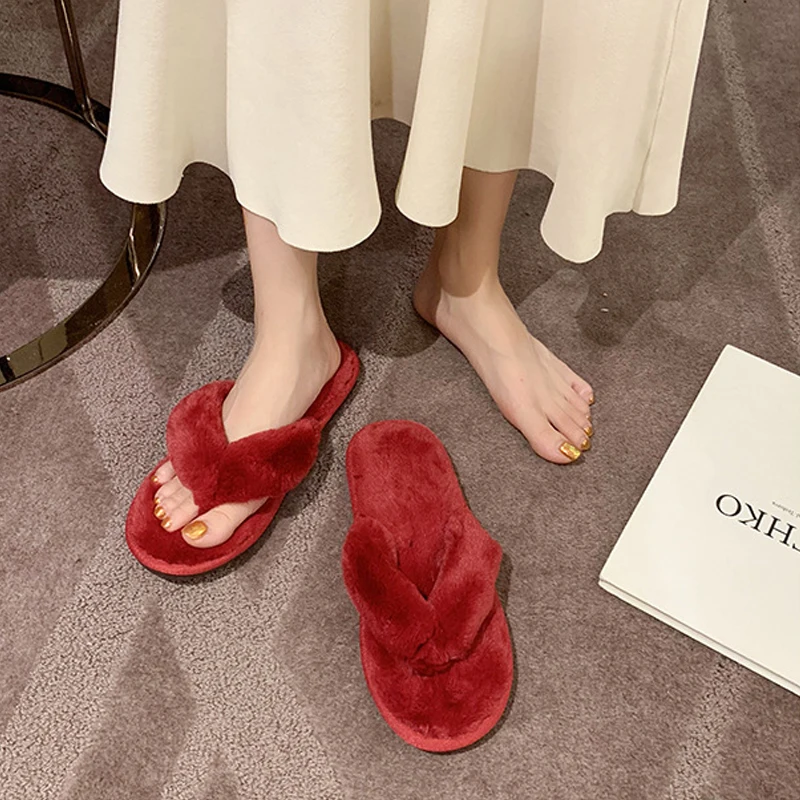 FVFV/Женские меховые шлепанцы на платформе Летние Женская пушистая обувь Женские