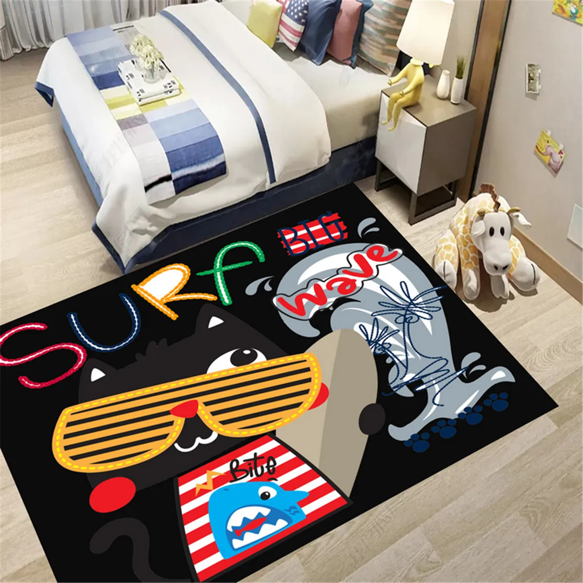 

Surf Wave Anti-Skid Area Floor Mat 3D Printed Rug Non-slip Mat Dining Room Living Soft Carpet Kids Mat