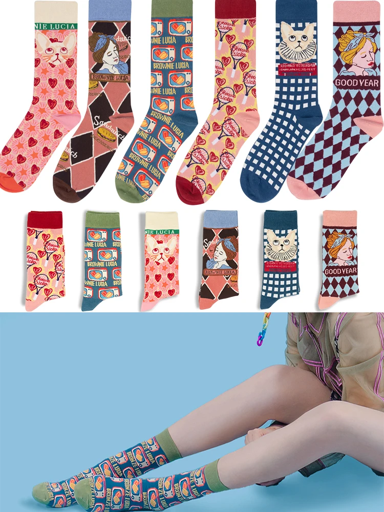 Счастливые носки женские mulher skarpetki хлопковые calcetines mujer divertido ponozky skarpety damskie transp носки art meia уличная одежда