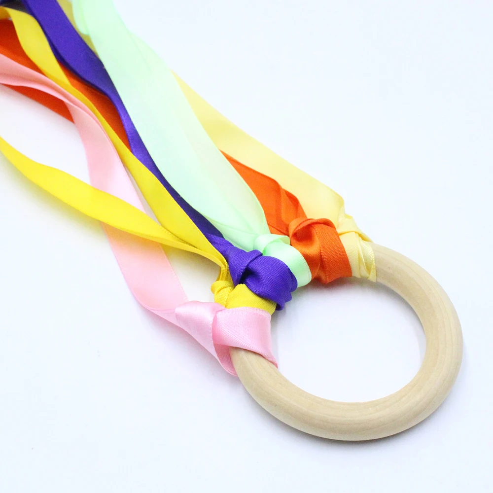 Newborns Montessori Style Sensory Toy Baby Dance Ribbon Ring Bellfor Upwards Develop Colour Recognition Sensory ADHD Autism
