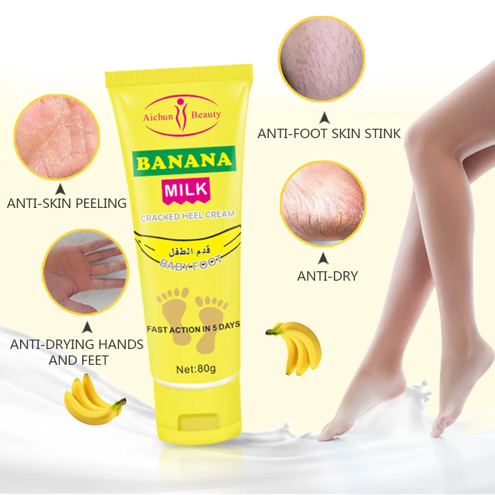 

1 Box 80g Natural milk Banana Oil Anti-Drying Crack Foot Cream Heel Cracked Repair Cream Removal Dead Skin Hand Feet Care Aichun