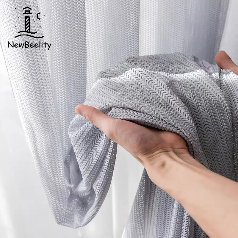 

Nordic Minimalist White Tulle Curtain Tulle Living Room Bay Window Balcony Translucent and Opaque Semi-shading Window Screening