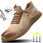 Защитная Рабочая обувь Yadibeiba со стальным носком, Мужская Нескользящая кожаная обувь, защитная Рабочая обувь, легкая защитная обувь, ботинки с пальцами