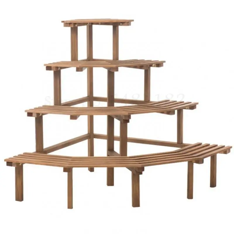 Угловая Цветочная полка из массива дерева многослойная комнатная Экономия места