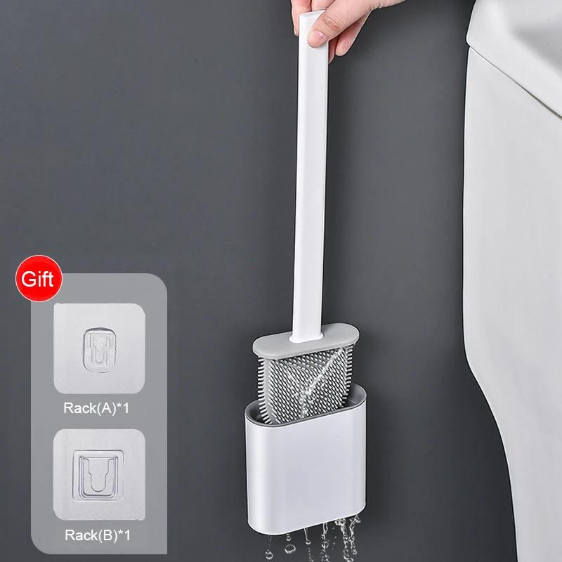 

Joybos Toilet Brush Set for Bathroom Silicone WC Flat Head Quick Drying Holder Set Bathroom Cleaning Tool Accessorie
