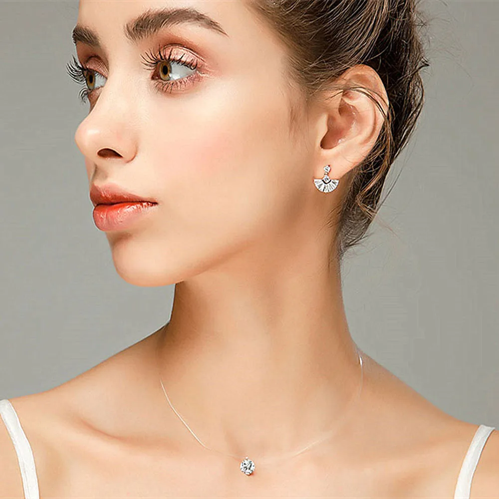 Colorful Dazzling Zircon Necklace And Invisible Transparent Fishing Line Simple Pendant Accessories Jewelry For Women | Украшения и