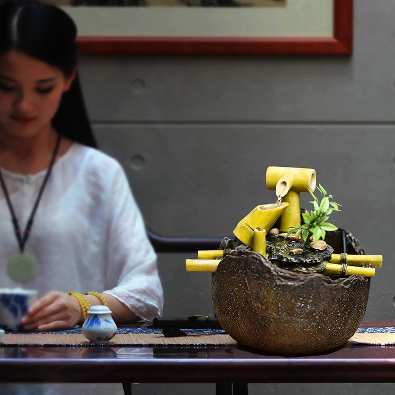 Винтажный комнатный водяной фонтан 220 В настольный мини водопад фэн шуй домашний