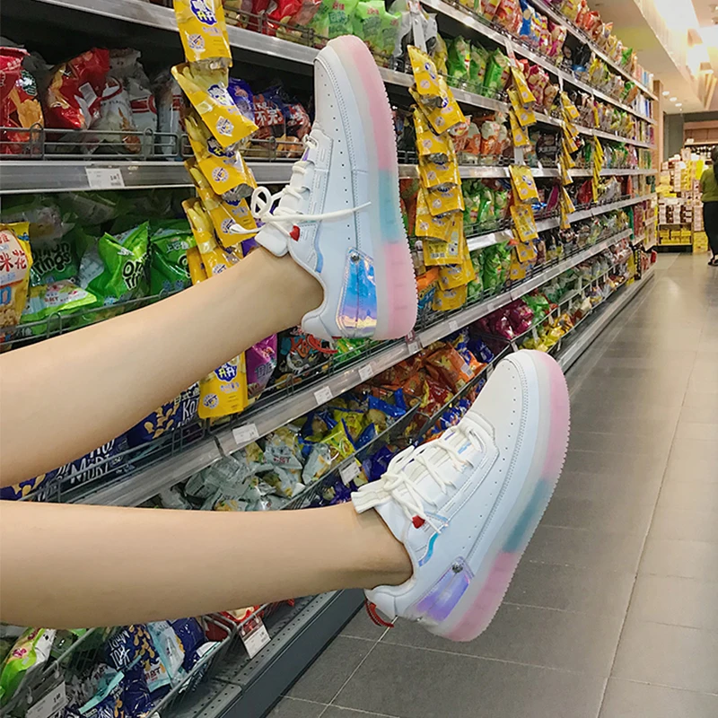 2019 летние женские повседневные модные кроссовки белые туфли на плоской подошве