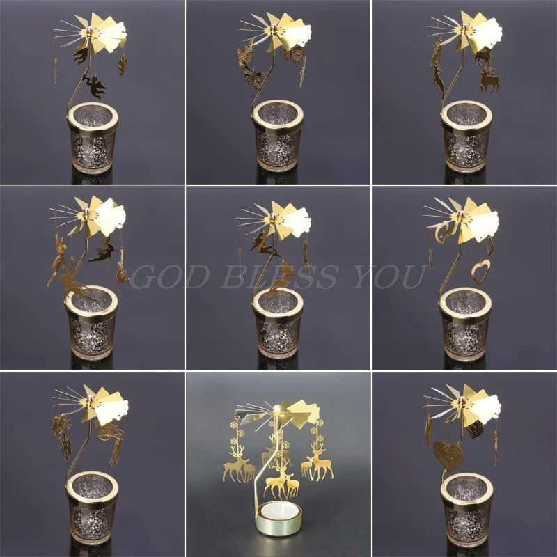 Новинка 2019 вращающаяся карусель на Рождество подсвечник для чая центра