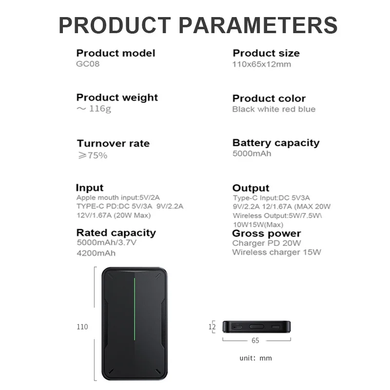 

5000mAh Power Bank For MagSafe PowerBank For iPhone 12 Pro Max 20W Fast Charging 15W Magnetic Wireless Charger External Battery