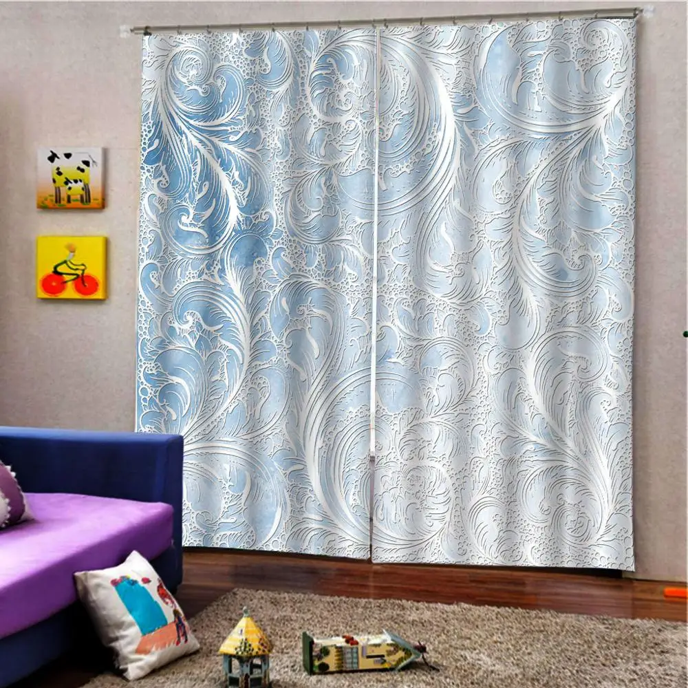 Шторы на заказ с 3d тиснением Европейский узор гипсовая линия резные шторы окна