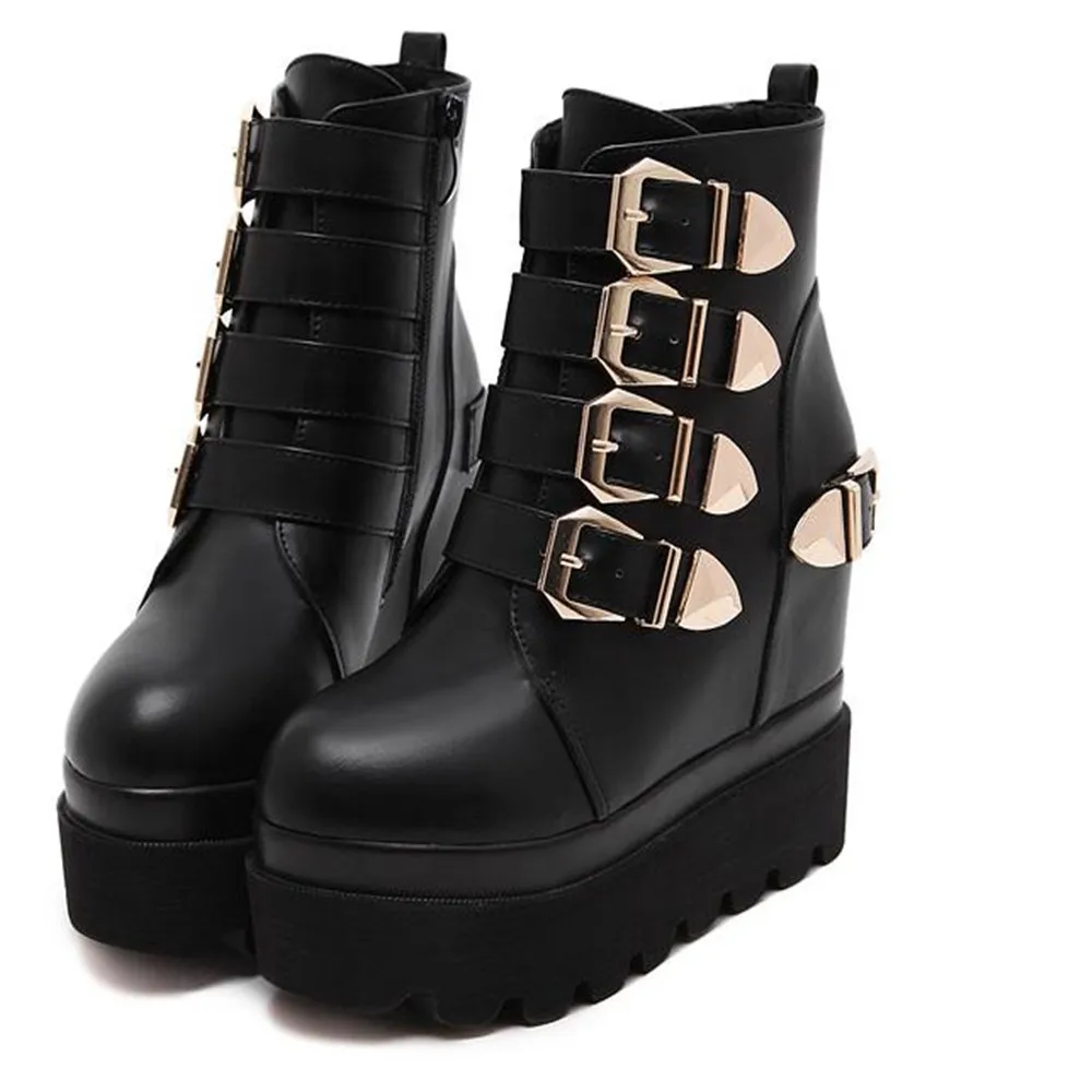 Модные женские готические сапоги ботильоны на шнуровке обувь в стиле панк