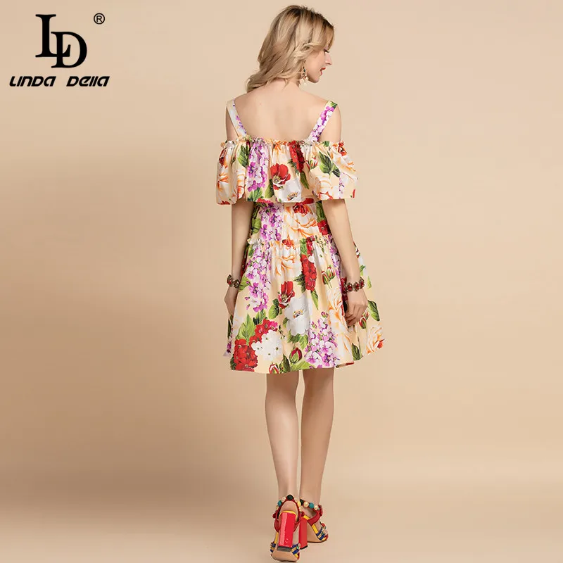 LD LINDA DELLA модное дизайнерское летнее платье для женщин на бретельках из хлопка с