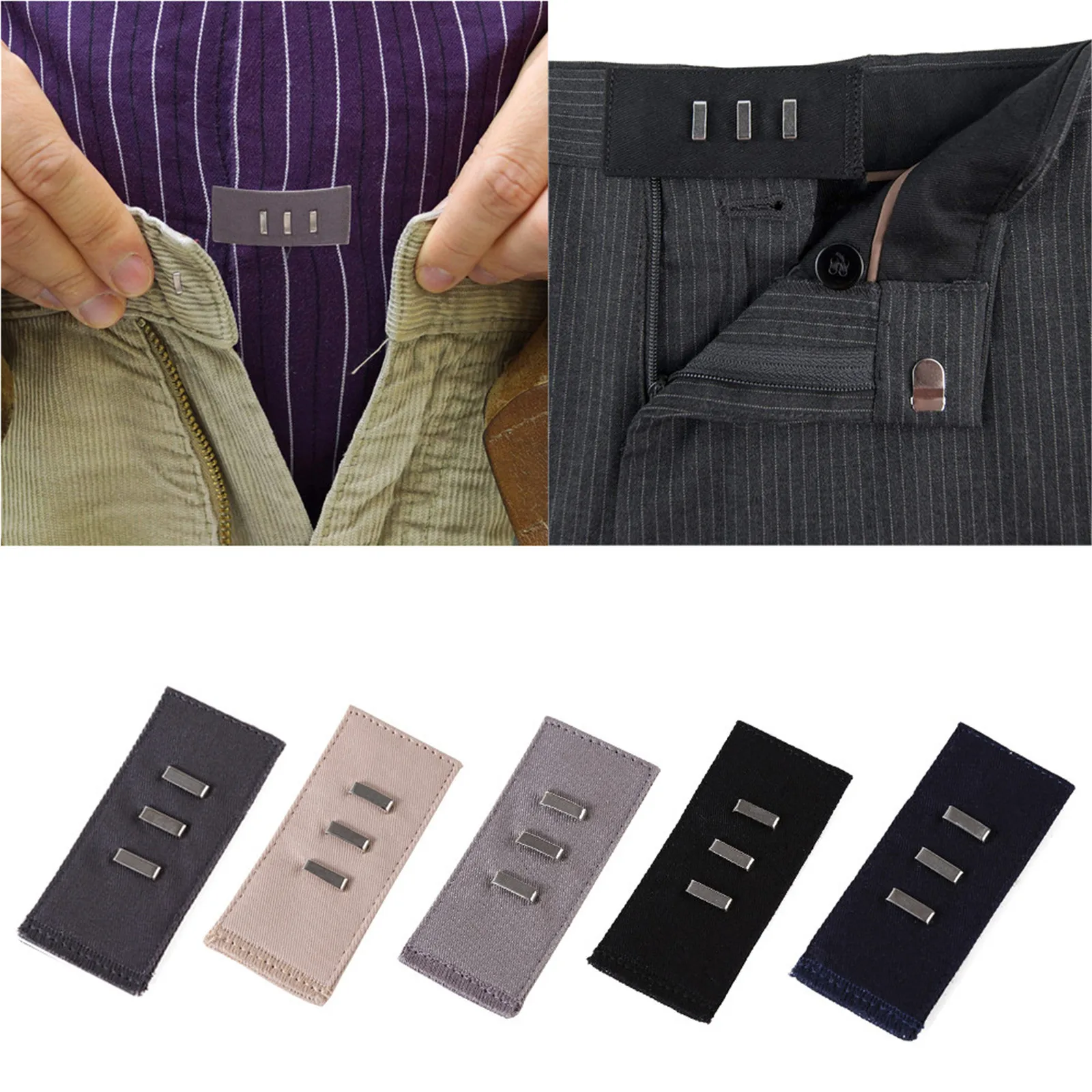 

1pc Jeans Trousers Waist Expander Waistband Extender Elastic Adjustment Retractable Waist Buckle Belt Extension Buckle d4