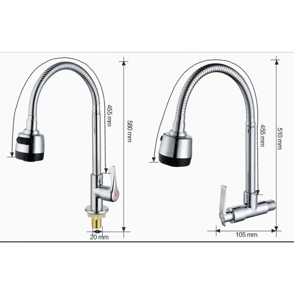 

Copper Single Cold Water Faucet Universal 360 Rotate Faucet for Kitchen Sink Washing Basin