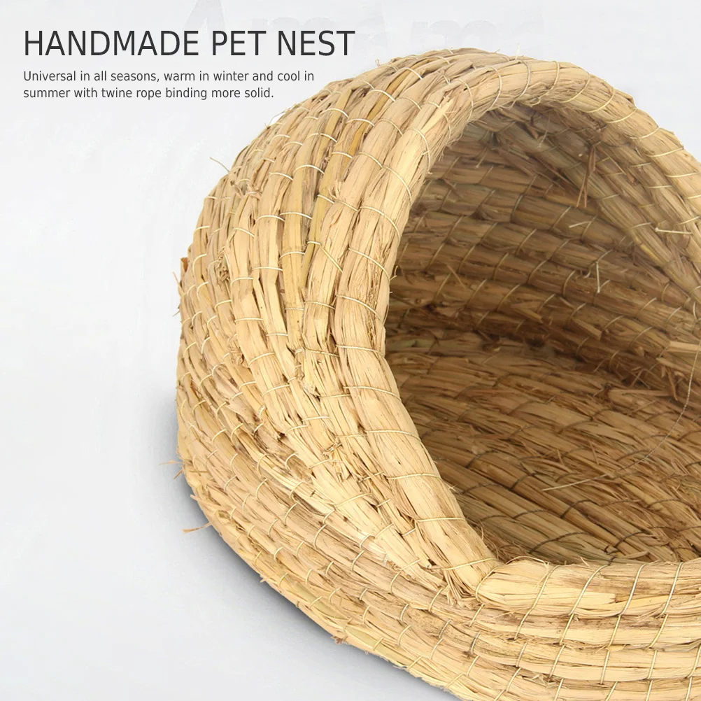 

Rabbit Grass House Hamster Grass Nest Robust Handwoven Grass Tunnel Hut Sleeping Nest Rabbit House