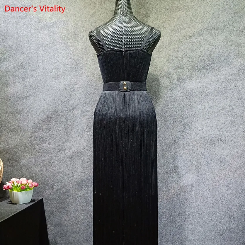 Adult Female Latin Dance Dress 2018 New Sexy Sling Split Tassel Dresses Women Rumba Samba Stage Performance Costumes | Тематическая
