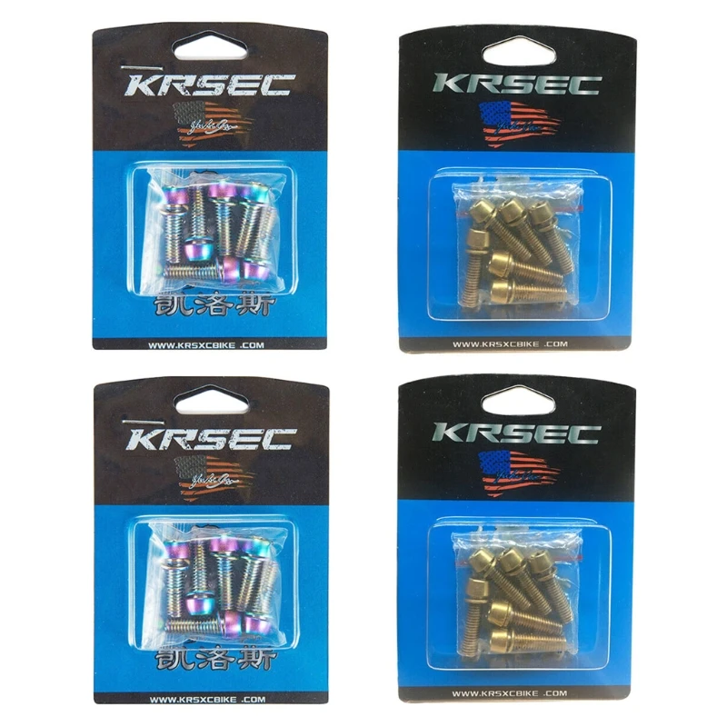 6pcs MTB Road Bike Stem Screws M5/M6 Bicycle Handlebar Titanium Plated Bolts with Washer Cycling Accessories | Спорт и развлечения