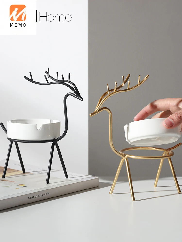

Creative Elk Ceramic Ashtray Home Living Room Personalized Fashion Decoration Office Desk Surface Panel Decoration