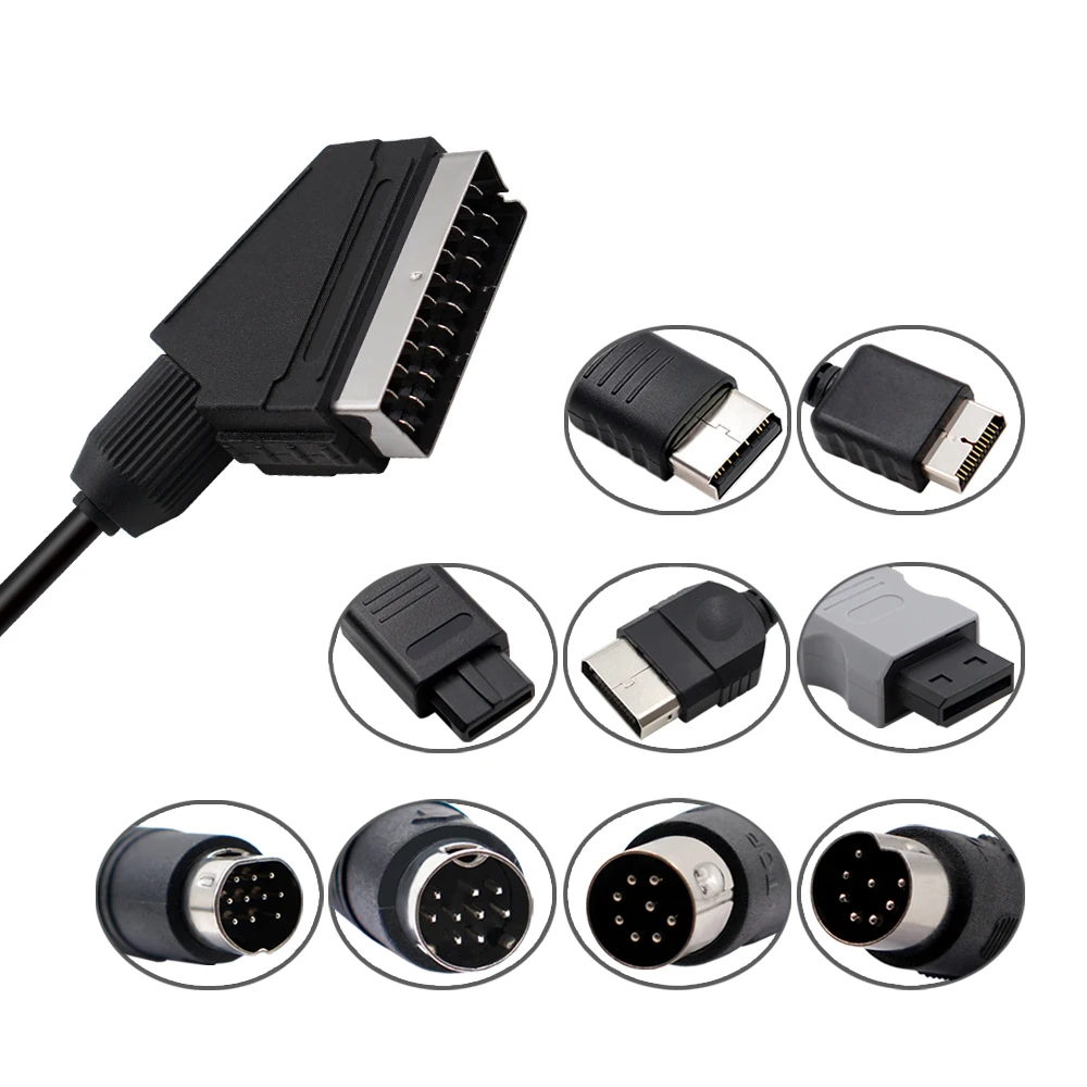 1 8 м RGB Scart кабель для PS2/PS1/PS3/SEGA Mega Drive1/MD2/DC Dreamcast/Saturn/XBOX Ретро видеоигра OSSC|Запасные