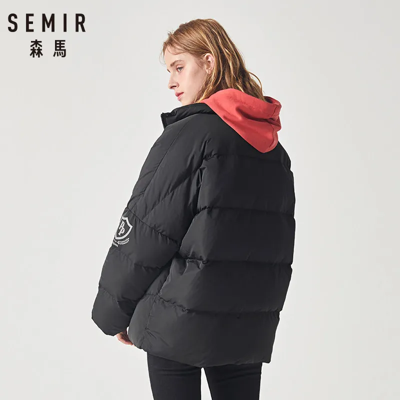 Пуховик SEMIR женский с воротником-стойкой куртка-пуховик косым карманом и