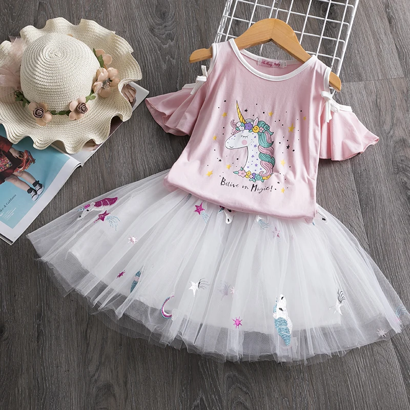 Baby Princess Unicorn Dress Cute Little Girls Summer Chiffon Clothes Kids Lace Dresses fantasia unicornio menina 2 6Y | Детская одежда