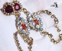 yayi jewelry multi glass flower dangle women ancient gold color wear ear band tassel wedding stud drop hoop clip earrings