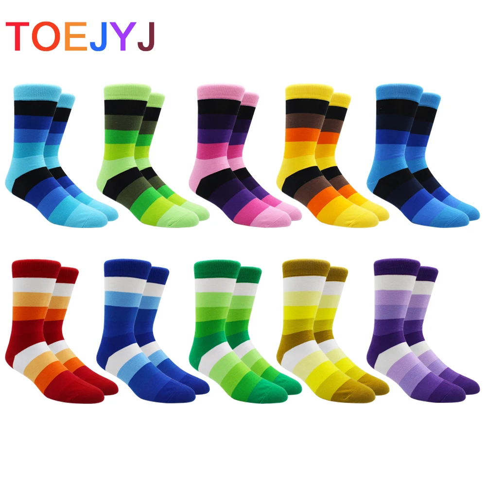 

10 Pairs Size41-49 Colorful Cotton Women&Men Socks Stripe Large Size Pack Socks Gifts for Men