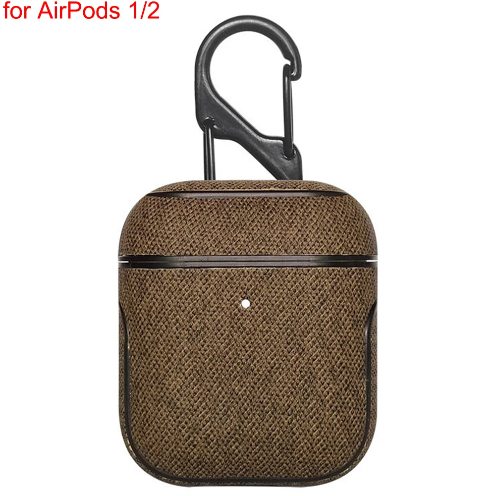 Leather Coffee Bluetooth наушники кожаный чехол для Apple AirPods 1 2 Pro ткань анти-потеря противоударный чехол PU кожа для Air Pods 3 с крючком - Цвет: Leather Coffee