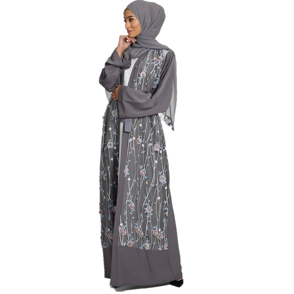 Модное кимоно с вышивкой на Рамадан, хиджаб, мусульманское платье, Женский кафтан, турецкий, исламский халат, мусульманский хиджаб, ислам, ...