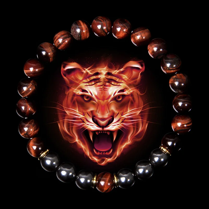 Браслеты Будды для мужчин красный тигровый глаз натуральный камень 8 мм черный